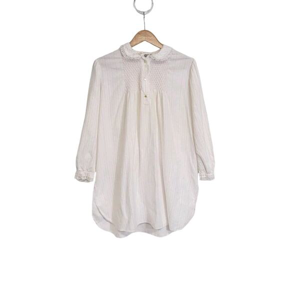 Vintage Windy Rose White Pastel Pinstriped Cotton Flannel Nightgown Size Medium - Picture 1 of 9